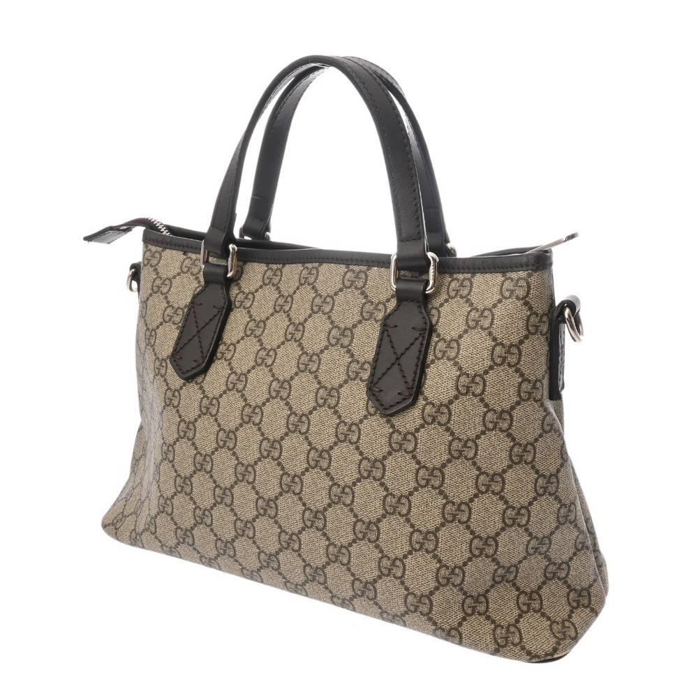 Gucci Supreme leather canvas brown Monogram GG tote beige zippered bag